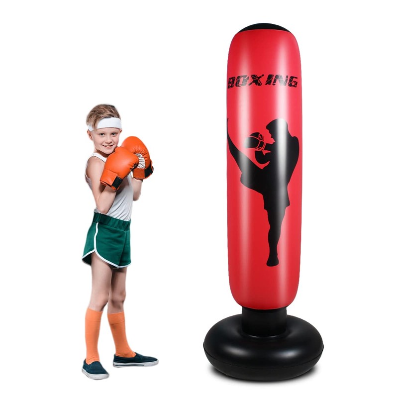67 inch Inflatable Punching Bag for Kids, Boy Boxing Bag
