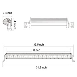 OFFROADTOWN LED Light Bar, 30inch 480w Quad Row LED Fog Lights Spot Flood Combo Beam Off Road Light for Vehicle Truck ATV UTV SUV Ford Boat