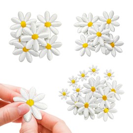 HYSENE 40Pcs 4 Sizes Daisy Flower Iron On Patches, Cute Embroidery Applique Patch for DIY Decoration Clothes, Pants, Hats, Backpacks, Sewing Patches for Girls, Women