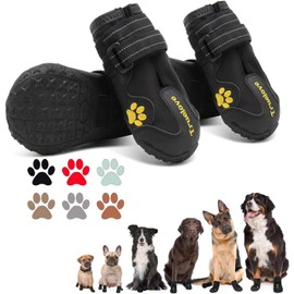 Expawlorer Dog Shoes for Large Dogs, Dog Shoes for Hot Pavement, Hiking Walking, Anti-Slip Rugged Sole,Waterproof Dog Booties for Outdoor Rain Days, All Weather Dog Boots & Paw Protectors (Black)