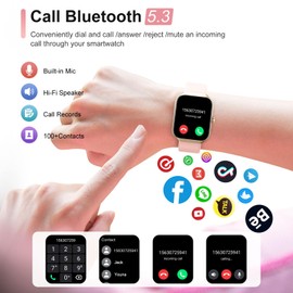 Smart Watch for Women Answer/Make Calls, 1.96" Fitness Watch with Heart Rate Monitor Sleep Monitor, 113 Sports Activity Tracker with IP68 Waterproof, Step Counter, Smartwatch for Android/iOS, Rosegold