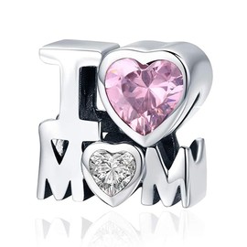 NINGAN I Love Mummy Bead Charms 925 Sterling Silver Beaded Fit Women's Bracelet Mother's Day Jewelry Gift