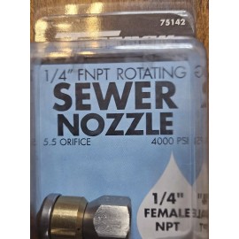Forney 75142 Pressure Washer Accessories, Sewer Nozzle, Rotating, 1/4-Inch NPT