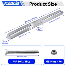 Set of 2 Mounting Set for Fence Post Box, Fence Fixing Post Box Fixing 215 x 24 mm, Fence Attachment for Post Boxes, Fence Mounting, with 4 M5 Screws (Silver)