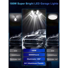 Unbranded 2Pack LED Garage Lights 100W 10000lm Deformable Garage Ceiling Light Shop Light