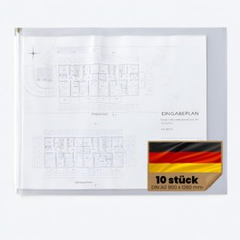 Blueprint sleeves Böck KG A0 900 x 1280 mm 10-pack protective blueprint sleeves blueprint protectors document protectors DIN A0 A1 A2 A3 A4 A5 A6 protective sheet waterproof bags film protective cover ZIP bag