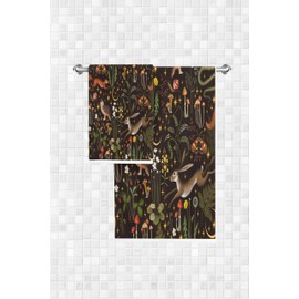 PAOPOED Fairy Rustic Forest Hand Towels Set of 2, Boho Cute Funny Gothic Vintage Mushrooms Woodland Wild Animals Soft Absorbent Small Bath Towel Kitchen Dish Guest Towel for Bathroom Hotel Gym Spa