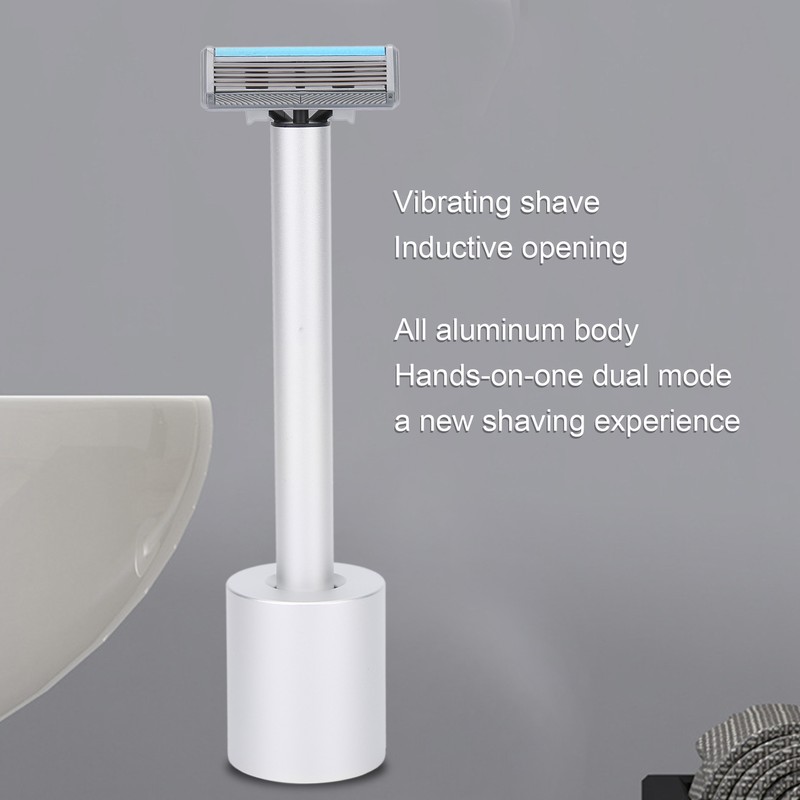 Men Electric Double Edge Razor Portable Adjustable Vibration Metal Shaver