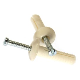 1/4" x 3/4" Hammer Drive Anchor Mushroom Head with Zinc Plated Steel Nail Nylon Pk 100