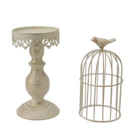 Birdcage Candle Holder Iron Vintage Detachable Stable Base Bird Cage Decor for Bedroom Restaurant L