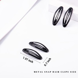 Cptots 20PCS Oval Metal Snap Clips for Women No Slip Small Barrettes for Thin Fine Hair,Black