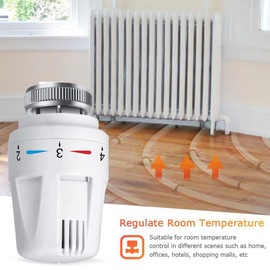 Thermostatic Radiator Valve, 2Pcs Radiator Valve Replacement Head M30 x 1.5 TRV Thermostat Head Radiator for Home Office