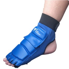 Wonzone Taekwondo Boxing Foot Protector Gear Martial Arts Training Sparring Gear Muay Thai Kung Fu Tae Kwon Do Feet Protector TKD Foot Gear Support for Men Women Kids (Blue, X-Small)
