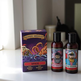 Beard Shampoo & Beard Conditioner | Bearded Smuggler Spice Scented Set (Pack of 2) – Premium Grooming Kit for Men's Facial Hair Care, Softening & Hydration