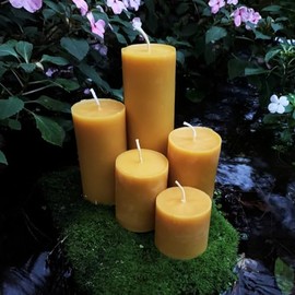 Beeswax Pillar Candles/Handcrafted with 100% Pure Natural Beeswax / 5 Sizes/Honey Aroma/Large Cylinder/Wedding Event/Party/Gift (Set 3"x5" + 3"x6" + 3"x9", Yellow)