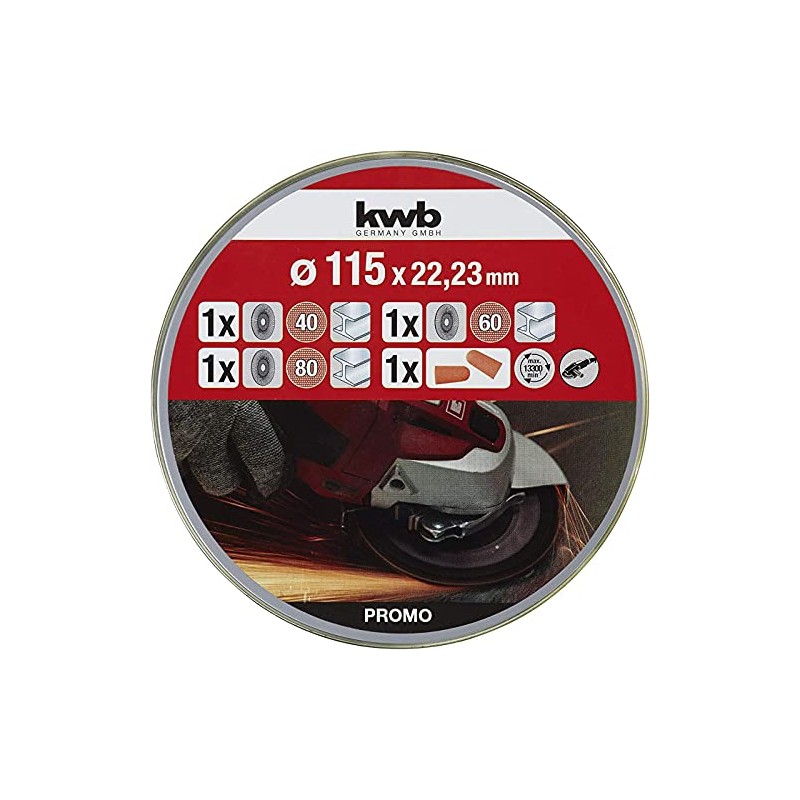 kwb 3 x Sanding Discs 115 mm in Storage Box
