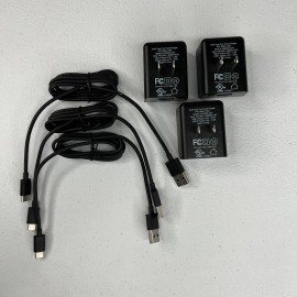 Universal Set of 3 Type C to USB A 3 Foot Charging Cables with Wall Adapters NWOT