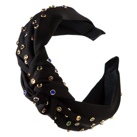 1 x Rhinestone Headbands Glitter Padded Hair Accessories Crystal Embellished Beads Hair Bands Wide Headwear for Women Girls (BlackDE)