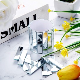 3/8 x 2 Inch Mirror Mosaic Tile Rectangular Small Mosaic Mirrors DIY Craft Mirrors Decorative Glass Mirrors for Household Wall Ceiling Decorations (100 Pieces)