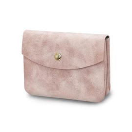 MultiValue Coin Purse, Leather Cute Womens Wallet Card Wallet Soft Slim Small Wallet Coin Pouch Snap Button Zipper Card Cases Money Organizers for Coin Card Cash Storage (Pink)