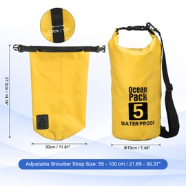 YELARXI Waterproof Dry Bag, 5L Fit for Women Men Water Proof Bags Lightweight Dry Storage Floating Backpack with Whistle for Travel Backpacking Boating Kayaking Camping (Yellow)