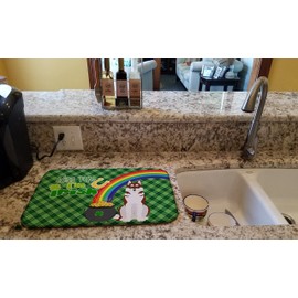 Caroline's Treasures WDK4910DDM Red Siberian Husky St. Patrick's Day Dish Drying Mat Absorbent Dish Drying Mat Pad for Kitchen Counter Dish Drainer Mat for Countertop, 14 x 21", Multicolor