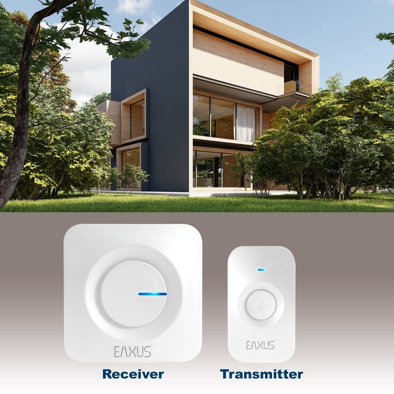 Eaxus® Wireless Doorbell, 52 Melodies, LED Display, IP56 Waterproof, for