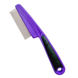 Yumflan Flea Comb with Rubber Handle, Flea and Tick Combs for Dogs & Cats, Fine Tooth Dog Comb for Grooming (Purple)