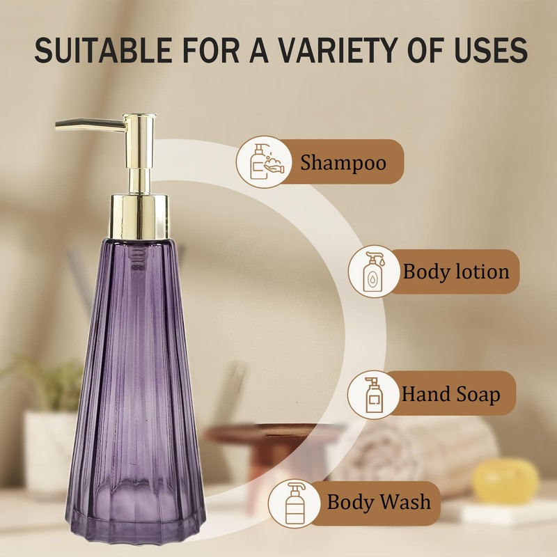 Glass Soap Dispenser, Countertop Soap Dispenser for Bathroom & Kitchen