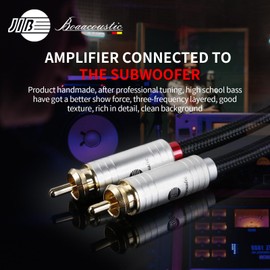BOAACOUSTIC JIB HiFi Subwoofer Cable, 1RCA to 2RCA Coaxial Male to Male Audio Cable for Amplifier, TV to Subwoofer, etc. 5 m