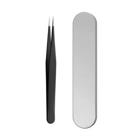 Tweezers for Eyelash Extensions, Tweezers for Eyelash Extensions, Eyelash Tweezers, Stainless Steel, Professional Precision Viewer, Straight Black, 1 G1
