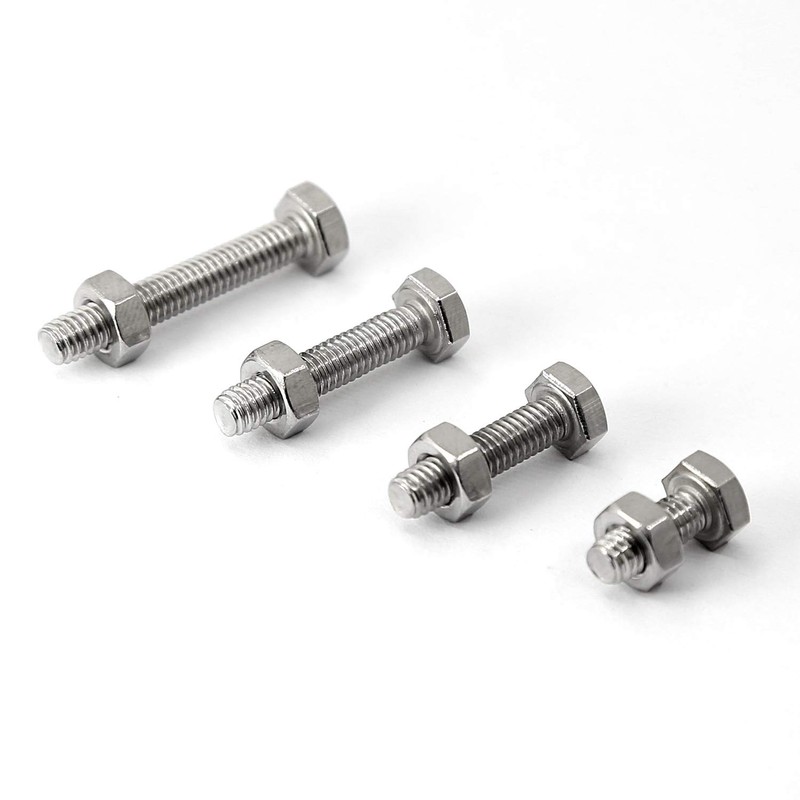 M4 304 Stainless Steel Hexagonal Screws Bolts and Nuts Set,