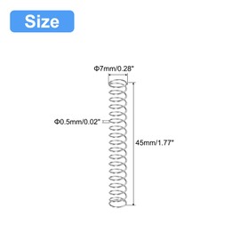 QUARKZMAN Pack of 5 Compression Spring 304 Stainless Steel Compression Springs Spring Spring Coil Spring Steel Spring 7 mm AD 0.5 mm Wire Size 45 mm Free Length Silver Tone