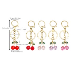 GraceAngie 10Pcs Cherry Bag Charms Cute Fruit Chains Cherry Purse Charms for Handbags, Metal Cherry Keychain Purse Gifts for Women