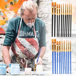 Art Paint Brush Set, Different Sizes for Artists, Adults & Kids, Paint Brushes, Face Paint Brushes for Children Watercolor, Acrylic and Oil Painting Suitable, Figurines, Nail Art, 20 Count, Blue&Black