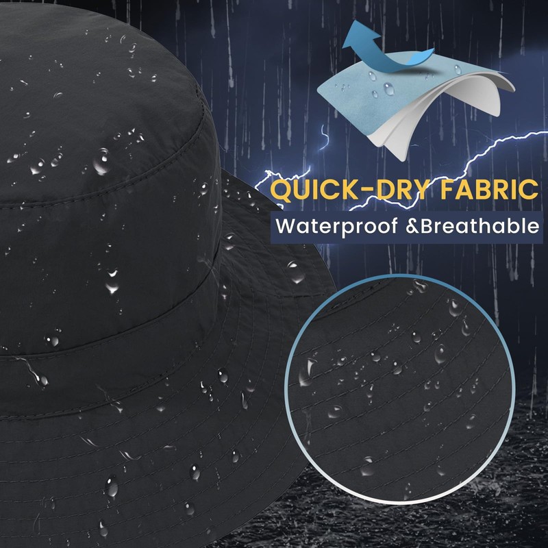 Waterproof Bucket Hat for Women Men Rain Hat Wide Brim