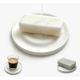 Diatomite Soap Dish, Quick Dry Absorbent Soap Holder, Round, White