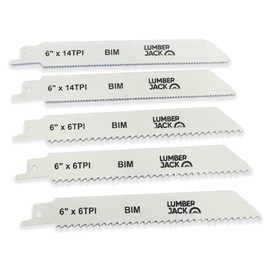 LUMBER JACK 150mm Reciprocating Saw Blades 6 TPI Bi-Metal Wood Cutting, Metal & PVC Recip Blade for Bosch Dewalt Makita and many others