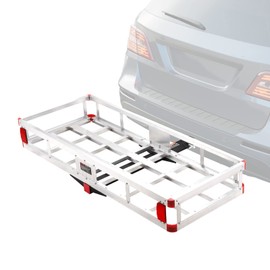 VEVOR 49.4 x 22.4 x 7.1 in Hitch Cargo Carrier, 500lb Capacity Trailer Hitch Mount Aluminum Cargo Basket, Luggage Carrier Rack Fits 2" Hitch Receiver for SUV Truck Pickup Camping