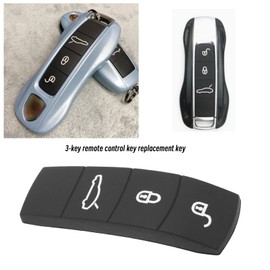 EMSea Car 3-Button Remote Key Rubber Pad, Compatible with Panamera, Car Remote Control, Button Pads, Replacement Key Shell, Protective Film, Black