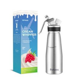 ROTASS 500ml Aluminum Alloy Whip Cream Dispenser Cream Whipper with 7 Day USA Local Deliverycolor: Silver