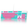 SbocKeeb RGB Pink Gaming Keyboard, 104-Key Wired Mechanical Keyboard with Number Pad, Linear Red Switch NKRO, Full Size for Windows Laptop PC Gamer