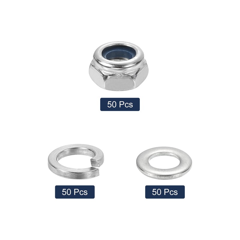 sourcing map 150Pcs M6x1mm Nylon Insert Hex Lock Nut Kit,