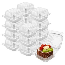 AHKUNMT AHKUNMT Cake Slice Containers,100PC Square Plastic Hinged Food Container Individual Clamshell Food Containers Disposable Plastic To Go Containers Takeout Tray for Salads