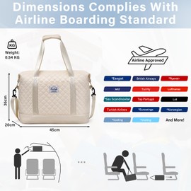 COOLIFE Cabin Bag for EasyJet 45×36×20cm Underseat Hand Luggage Carry on Bag Travel Duffel Bag Weekend Bag Overnight Bag for Women (Black, 45×36×20)