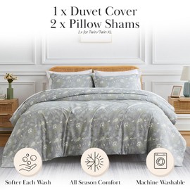 Southshore Fine Living Inc. Oversized King/California King Duvet Cover Set Premium Bedding with Zipper Closure Includes 1 Floral Duvet Cover and 2 Pillow Shams, Machine Washable, Infinite Blossom Blue