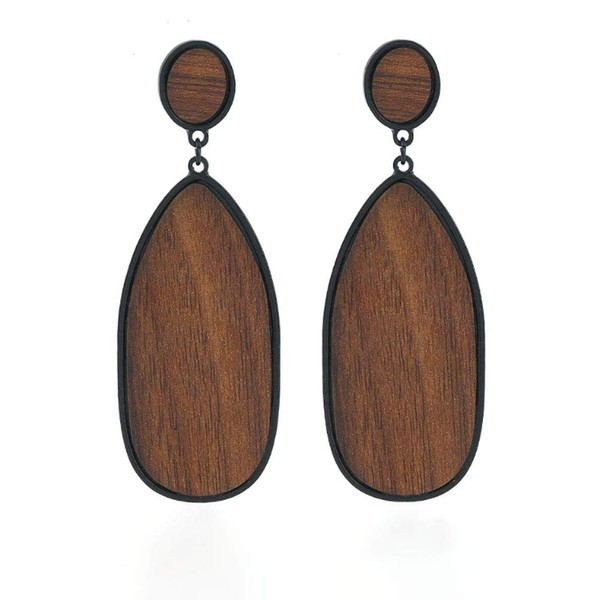 KaFu Statement Earrings Wooden Earrings for Women - Big Round