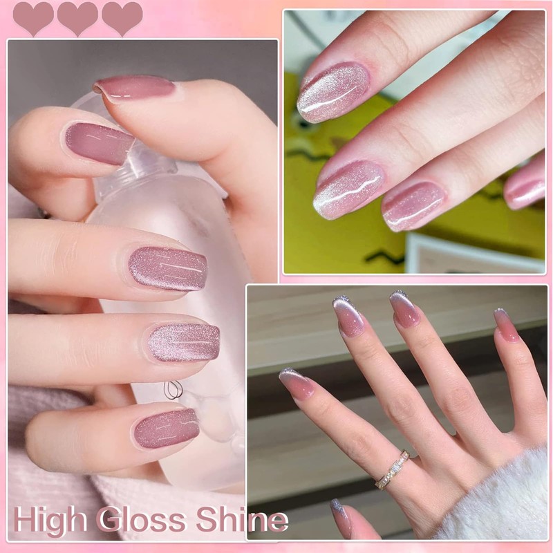 Hebterrka Cat Eyes Press On Nails Medium False Nails Square