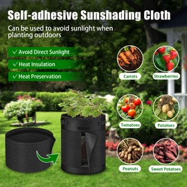 5 Pack 10 Gallon 360° Visible Potato Grow Bags with Shading Flap & Harvest Window – Heavy Duty 400g Non-Woven Fabric Potato Bags for Growing Potatoes with 10 Green Labels, Potato Growing Containers