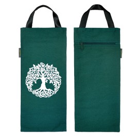 Yogalatest Yoga Sand Bag, Cotton Unfilled for Yogas, Weights and Resistance Training, Portable Fillable Weightlifting Sandbag, Tree of Life Print - Bottle Green